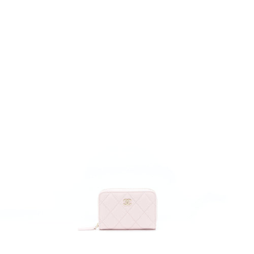 Chanel Zip Card Holder Caviar Light Pink LGHW
