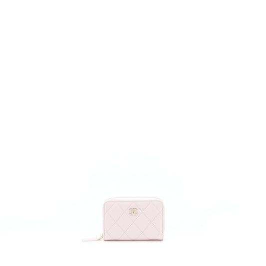 Chanel Zip Card Holder Caviar Light Pink LGHW