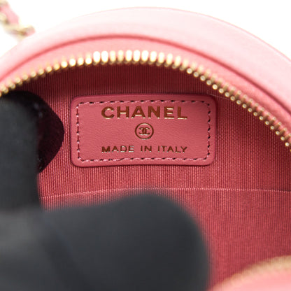 Chanel Camellia Round Clutch With Chain Pink LGHW