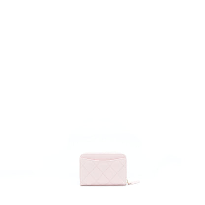 Chanel Zip Card Holder Caviar Light Pink LGHW