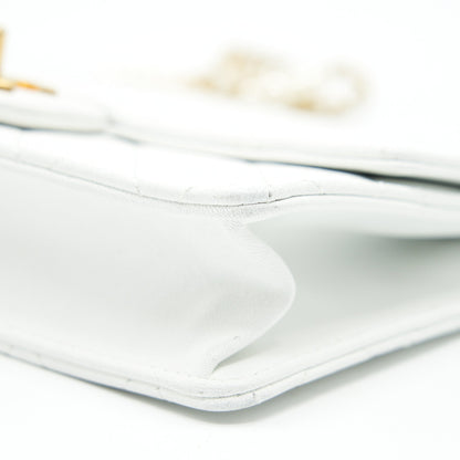 Chanel Quilted Pearl Chain Flap Bag In White GHW