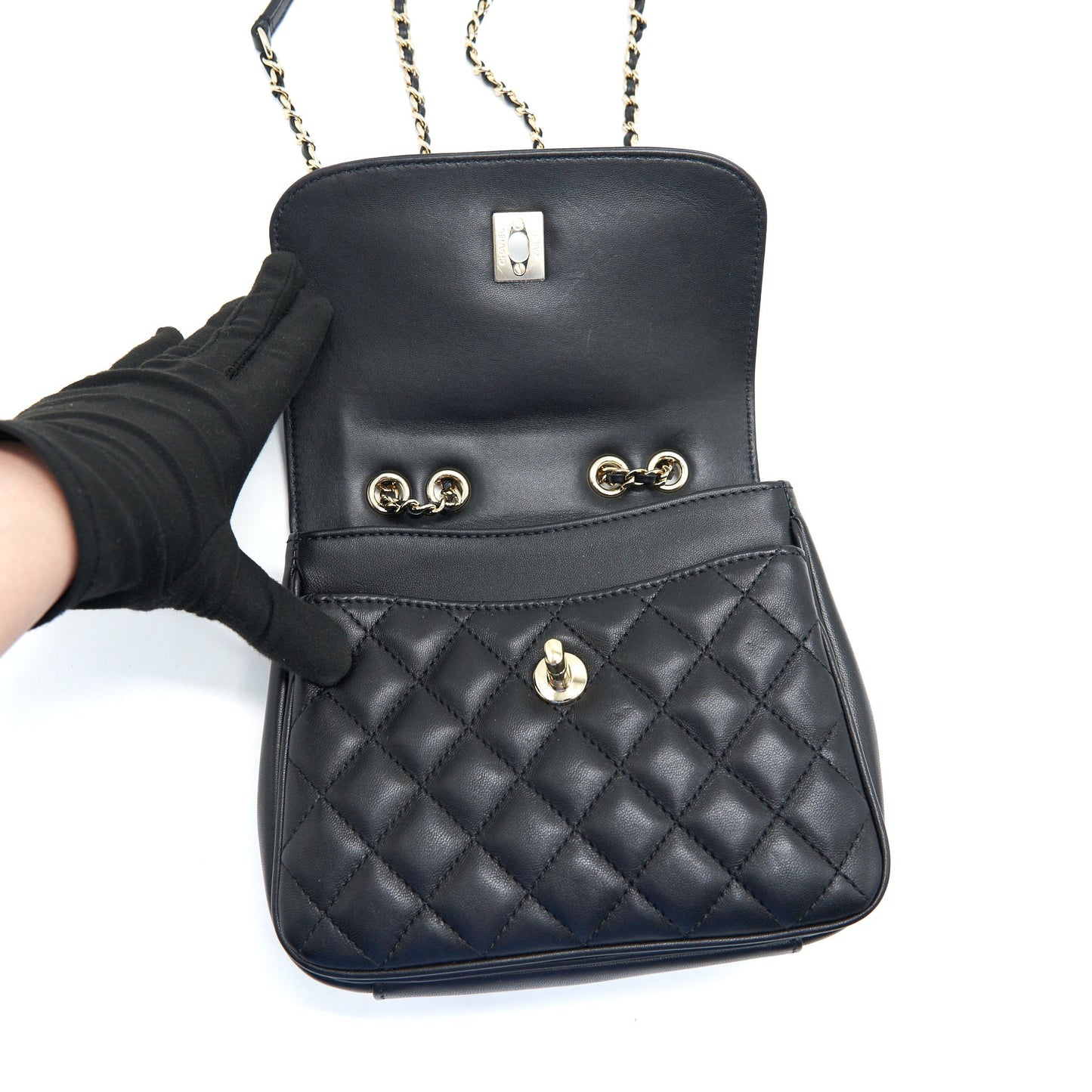 Chanel Square Flap Bag Lambskin In Black GHW