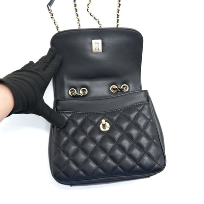 Chanel Square Flap Bag Lambskin In Black GHW