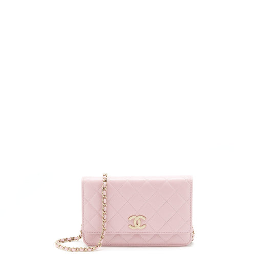 Chanel 22B Wallet On Chain With Detail CC Logo Caviar Light Pink NJ523 LGHW(Microchip)