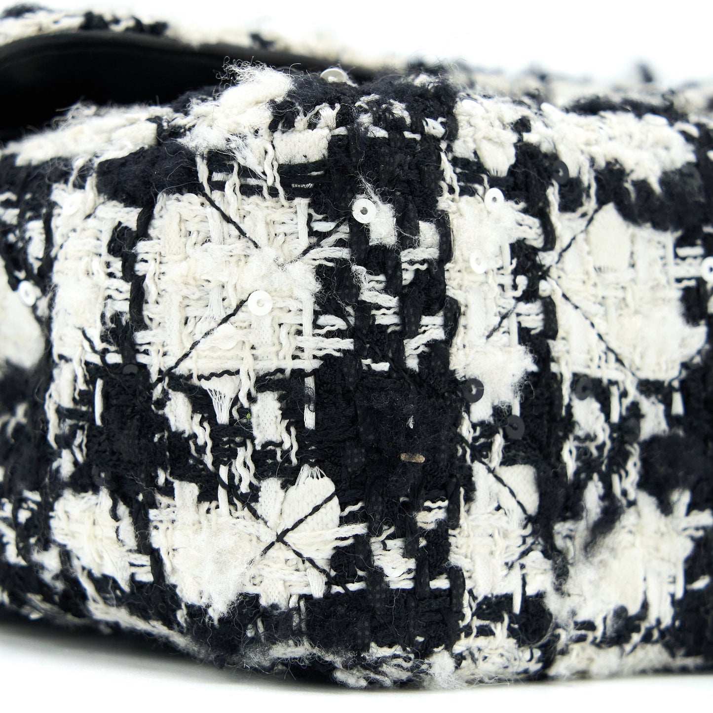 Chanel Classic Double Flap Bag Tweed Black/White SHW