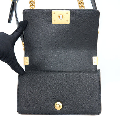 Chanel Small Boy Bag Caviar Black With Brushed GHW(Microchip)
