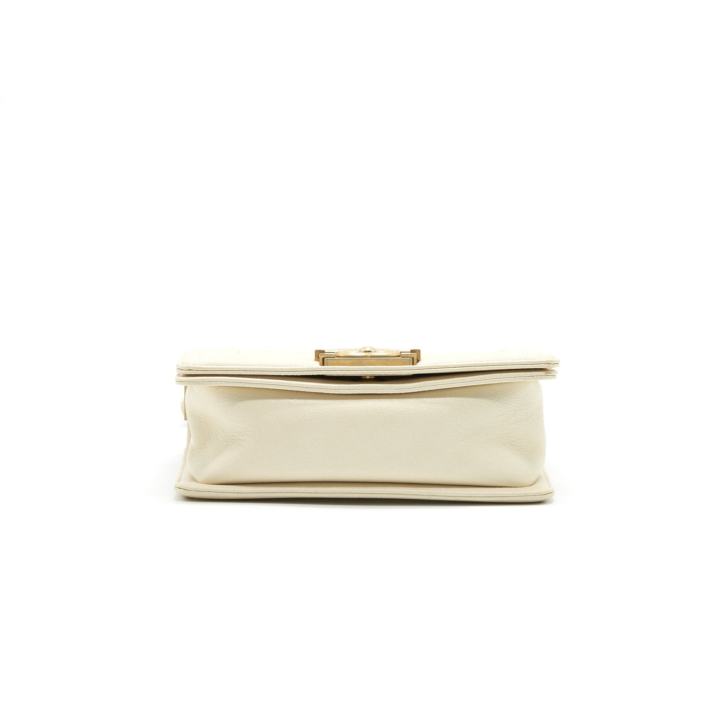CHANEL SMALL BOY BAG CAVIAR LEATHER GHW IN WHITE