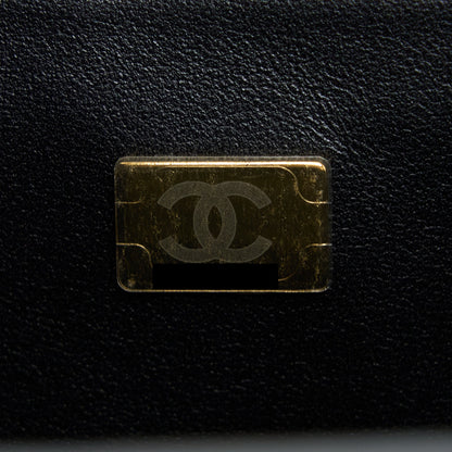 Chanel Top Handle Mini Rectangular Flap Bag Lambskin Black LGHW (Microchip)