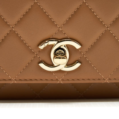 Chanel Trendy CC Wallet On Chain Lambskin Dark Beige LGHW