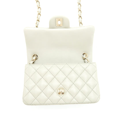 Chanel mini rectangular flap Bag Lambskin Light Grey LGHW (microchip)