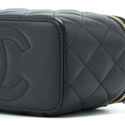 Chanel 22A Top Handle Long Vanity With Chain Lambskin Black LGHW