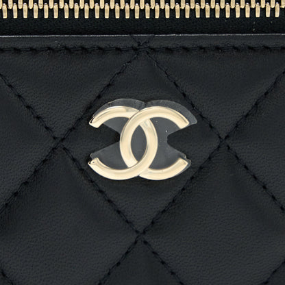 Chanel 22A Top Handle Long Vanity With Chain Lambskin Black LGHW
