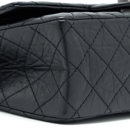Chanel Small 2.55 255 Double Flap Bag Calfskin Black Ruthenium SHW