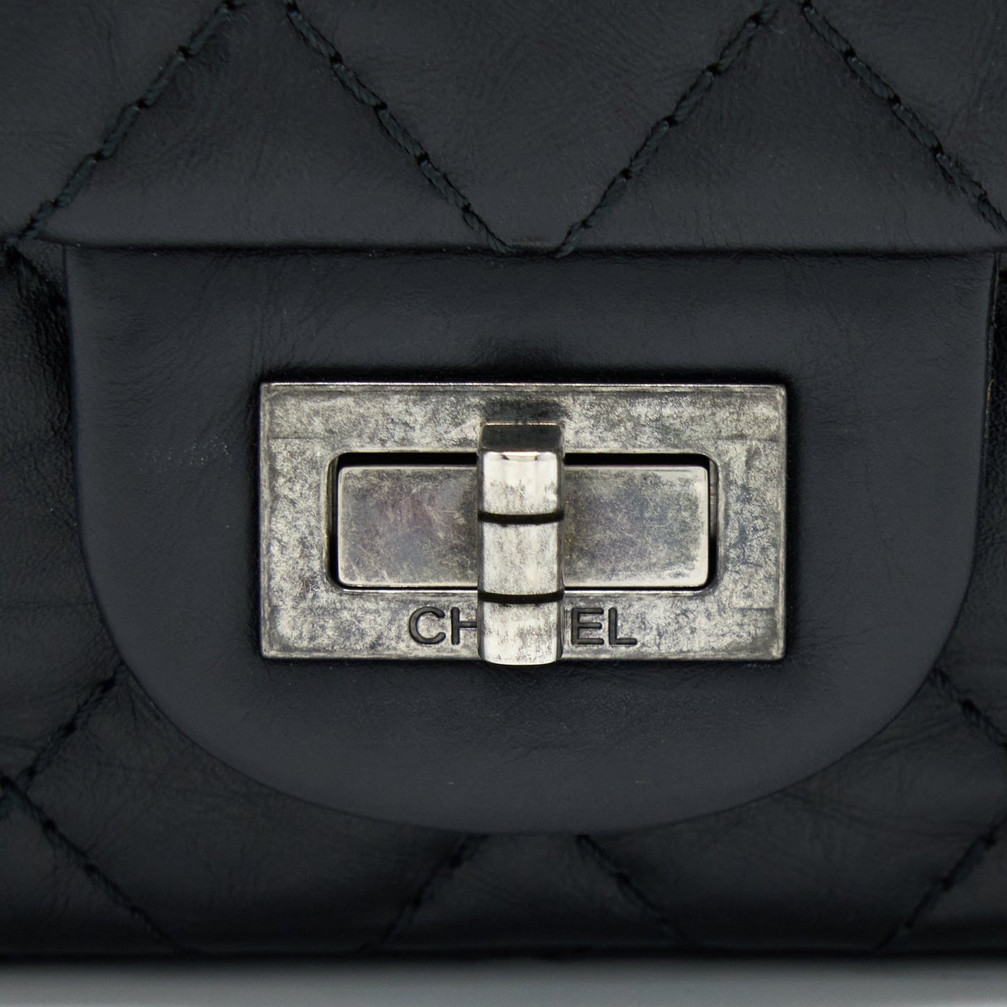 Chanel Small 2.55 255 Double Flap Bag Calfskin Black Ruthenium SHW