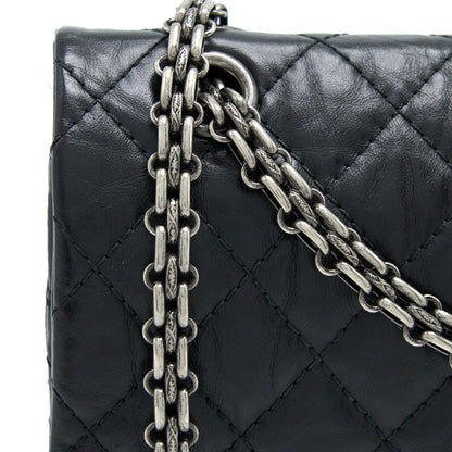 Chanel Small 2.55 255 Double Flap Bag Calfskin Black Ruthenium SHW