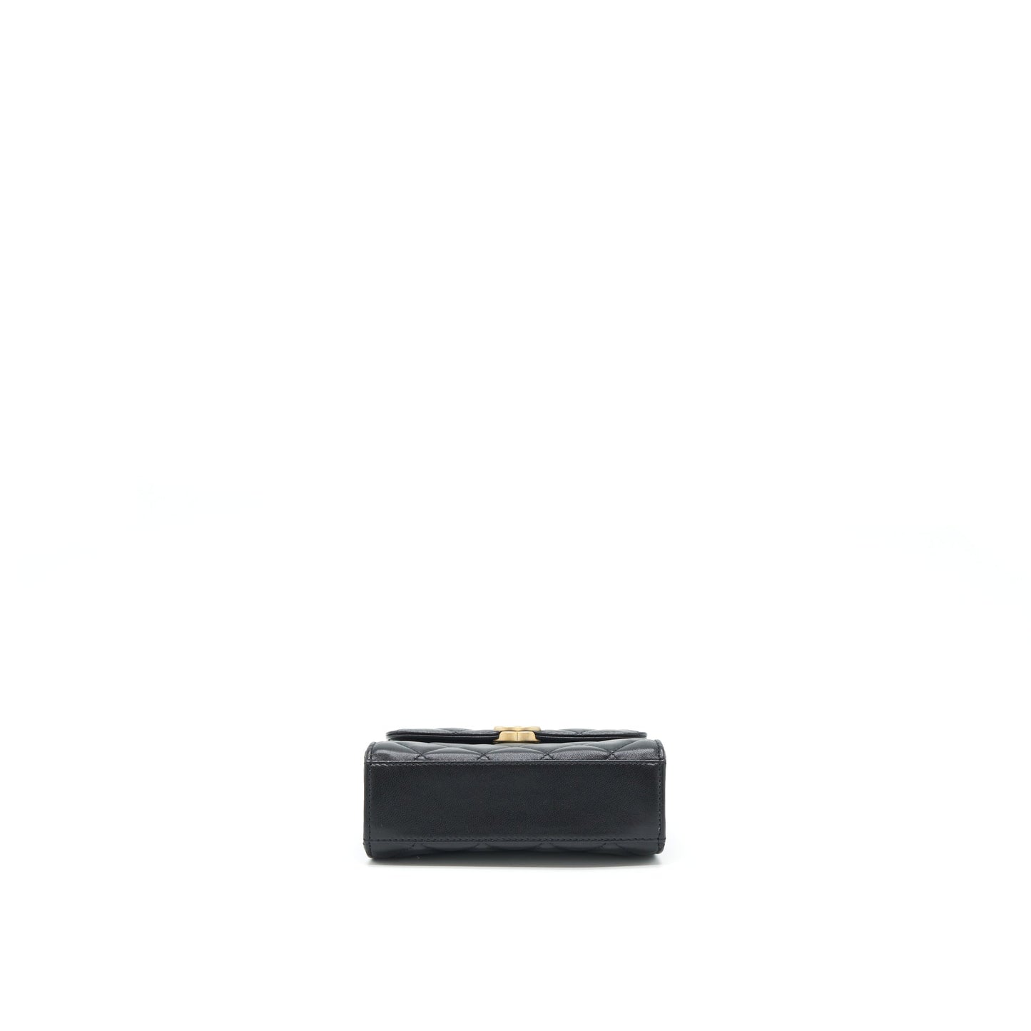 Chanel 22B Flap Bag With Enamel/CC Logo Top Handle Lambskin Black Brushed GHW