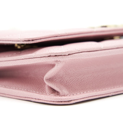Chanel 22B Wallet On Chain With Detail CC Logo Caviar Light Pink NJ523 LGHW(Microchip)