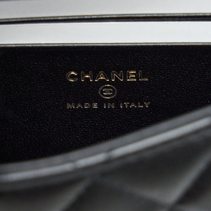 Chanel 22B Flap Bag With Enamel/CC Logo Top Handle Lambskin Black Brushed GHW