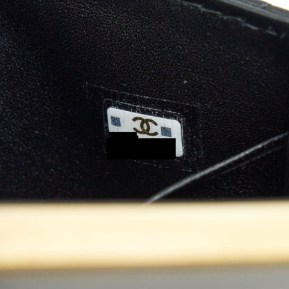 Chanel 22B Flap Bag With Enamel/CC Logo Top Handle Lambskin Black Brushed GHW