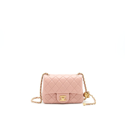 Chanel 21B Light Pink Pearl Crush Mini Square Flap Bag GHW