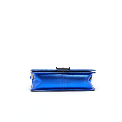 CHANEL MEDIUM LE BOY BAG METALLIC BLUE SHW