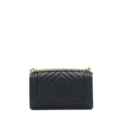 Chanel Medium Boy Chevron Caviar Black LGHW