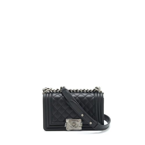Chanel Small Boy Calfskin Black Ruthenium Sliver Hardware