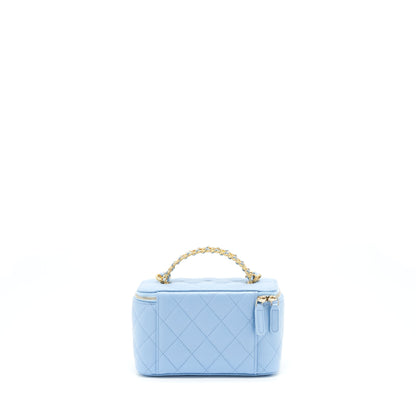 Chanel 22S Letter Handle Long Vanity With Chain Caviar Blue GHW