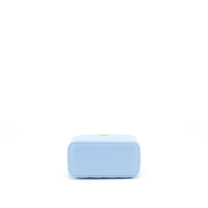 Chanel 22S Letter Handle Long Vanity With Chain Caviar Blue GHW