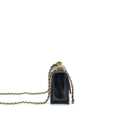 Chanel 21A Gold Crush Mini Flap Bag Calfskin Black GHW