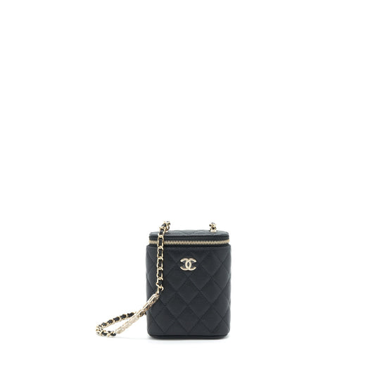 Chanel 22P Vertical Mini Vanity With CC Logo Chain Caviar Black LGHW