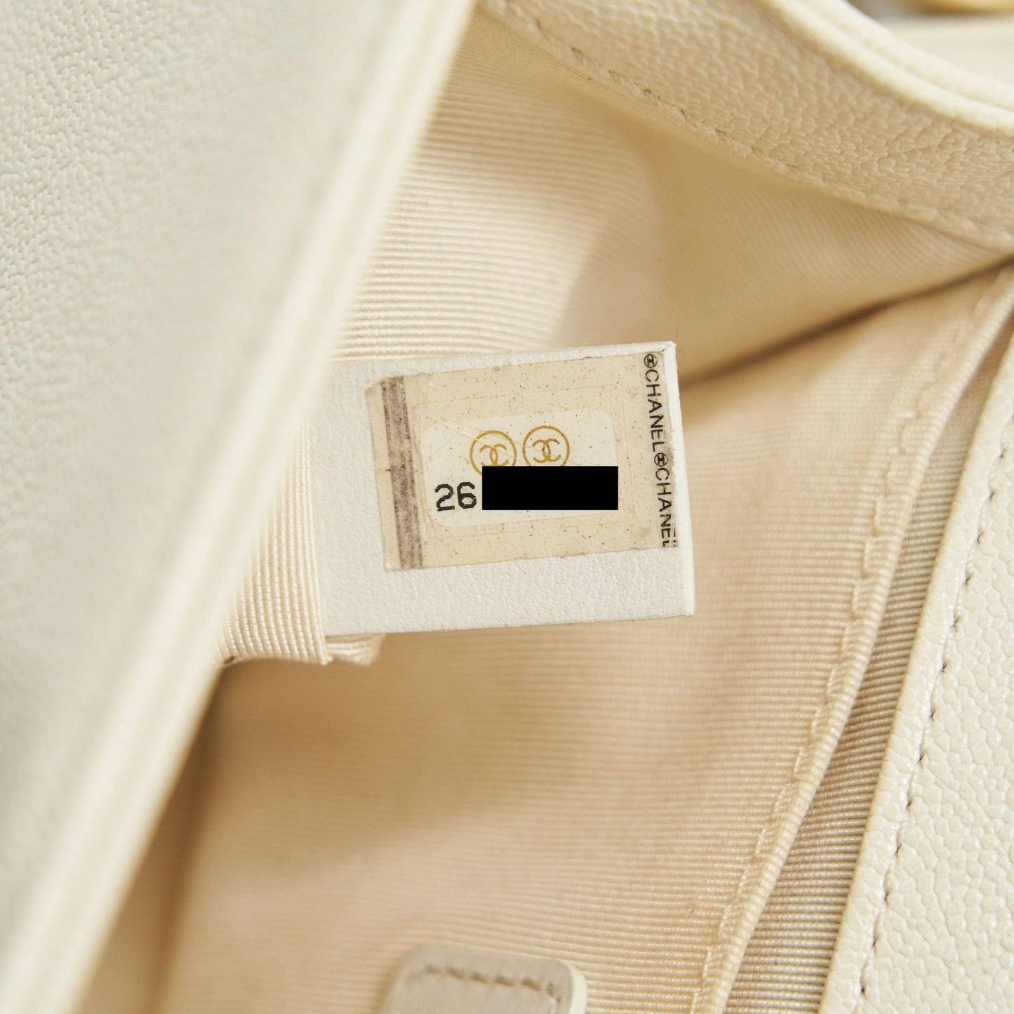 CHANEL SMALL BOY BAG CAVIAR LEATHER GHW IN WHITE
