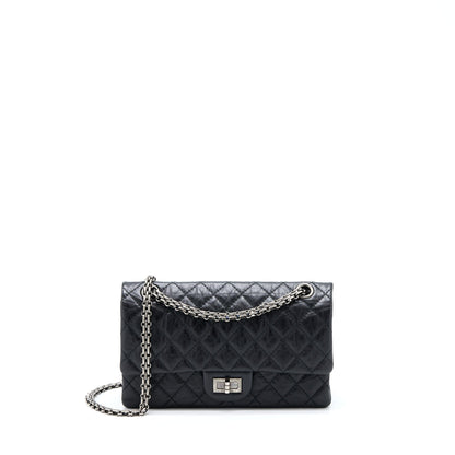 Chanel Small 2.55 Reissue Flap Bag Aged Calfskin Black With Ruthenium Hardware