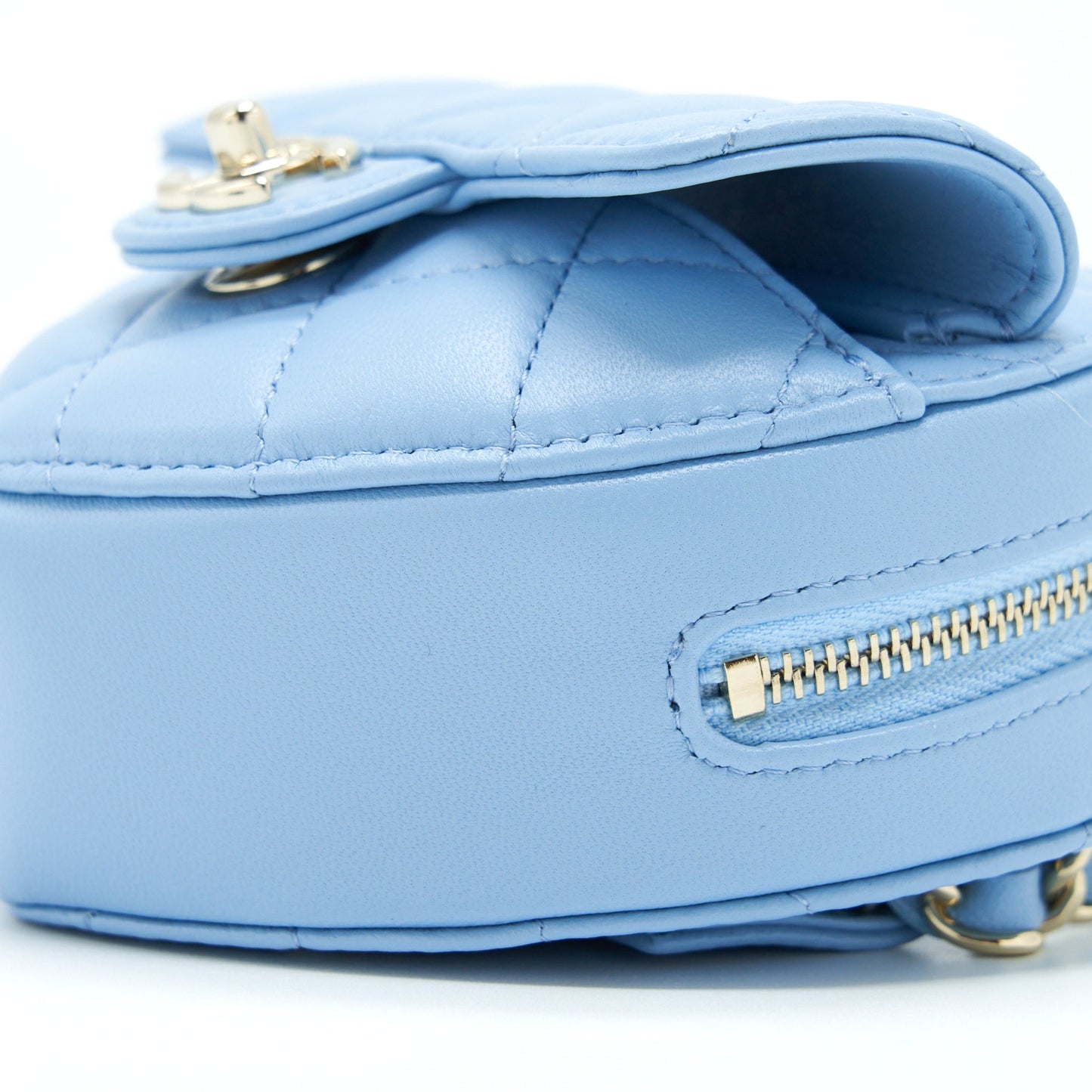 Chanel 22S Heart Belt Bag Lambskin Light Blue LGHW