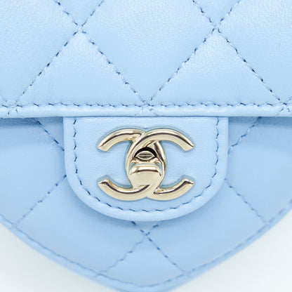 Chanel 22S Heart Belt Bag Lambskin Light Blue LGHW