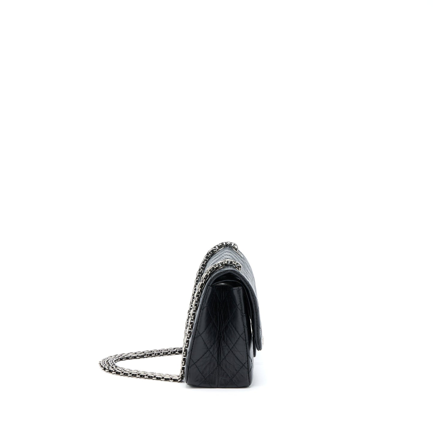 Chanel Small 2.55 Reissue Flap Bag Aged Calfskin Black With Ruthenium Hardware