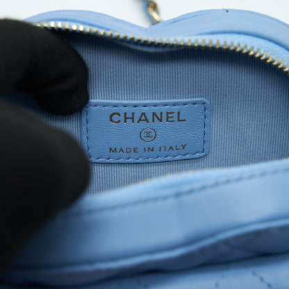 Chanel 22S Heart Belt Bag Lambskin Light Blue LGHW