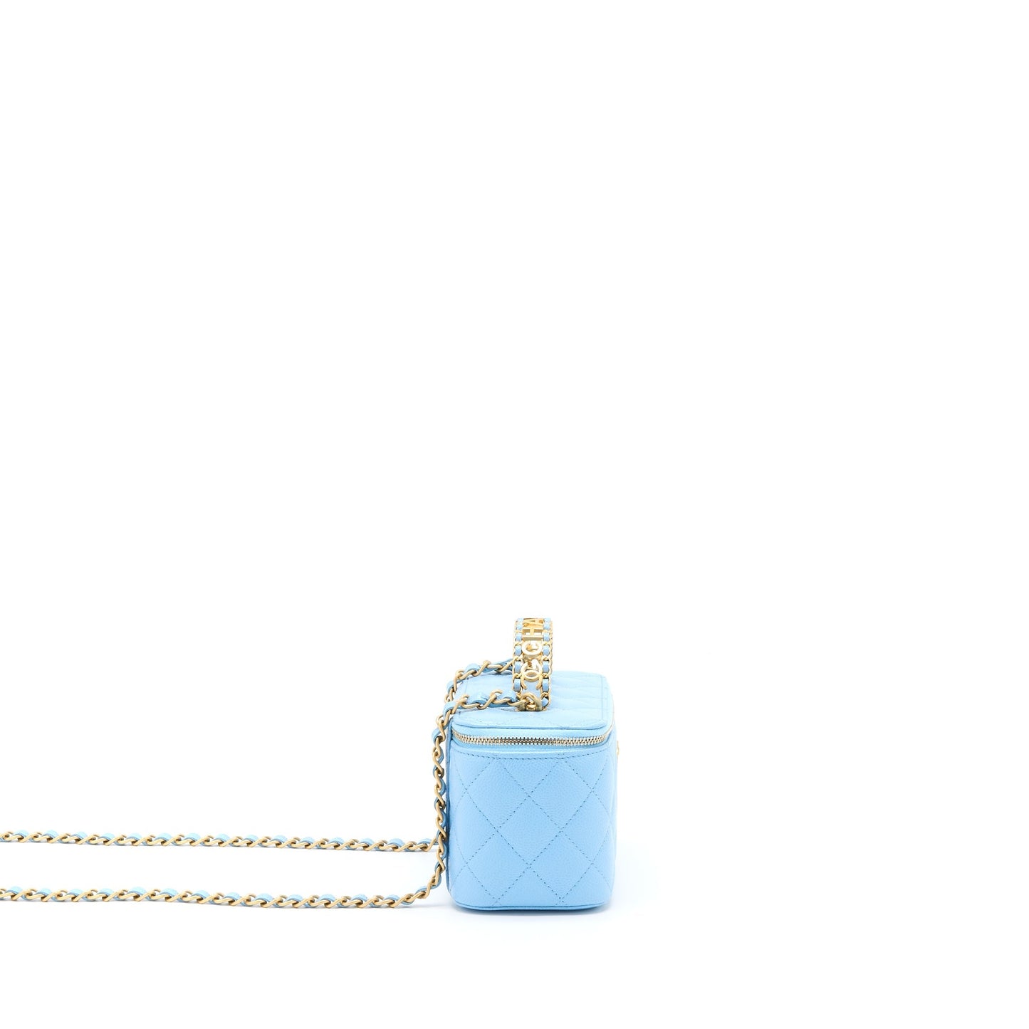 Chanel 22s Letter Top Handle Long Vanity Caviar Blue GHW