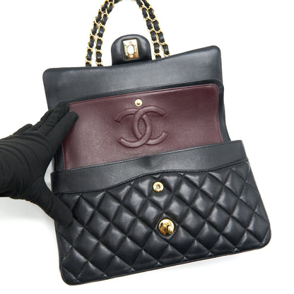 CHANEL MEDIUM CLASSIC DOUBLE FLAP LAMBSKIN BLACK GHW