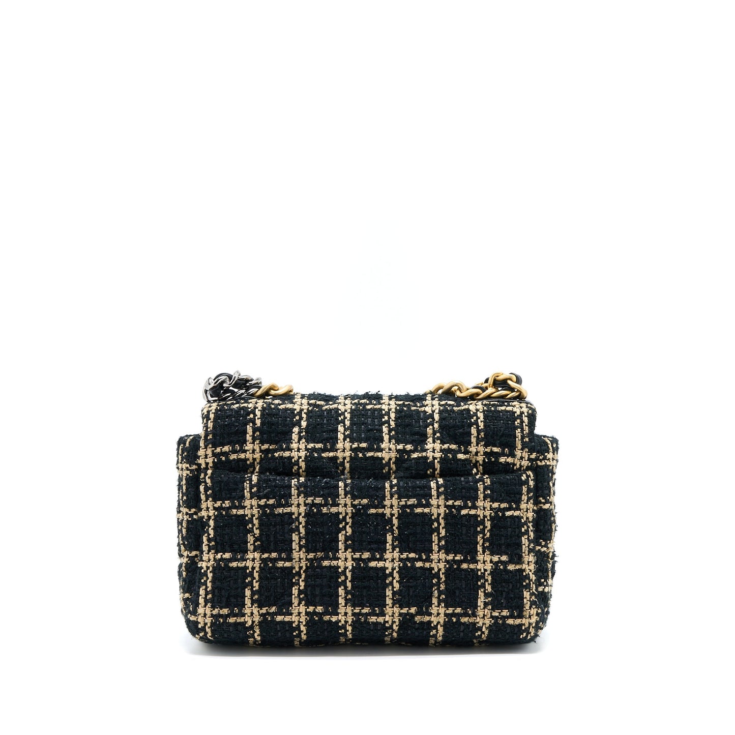 Chanel Tweed Small 19 Flap Bag Black/Gold With Multicolour Hardware