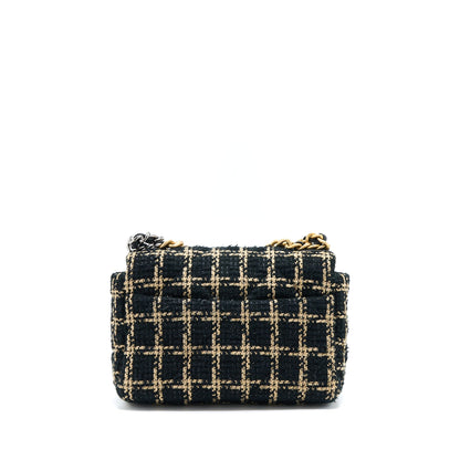 Chanel Tweed Small 19 Flap Bag Black/Gold With Multicolour Hardware