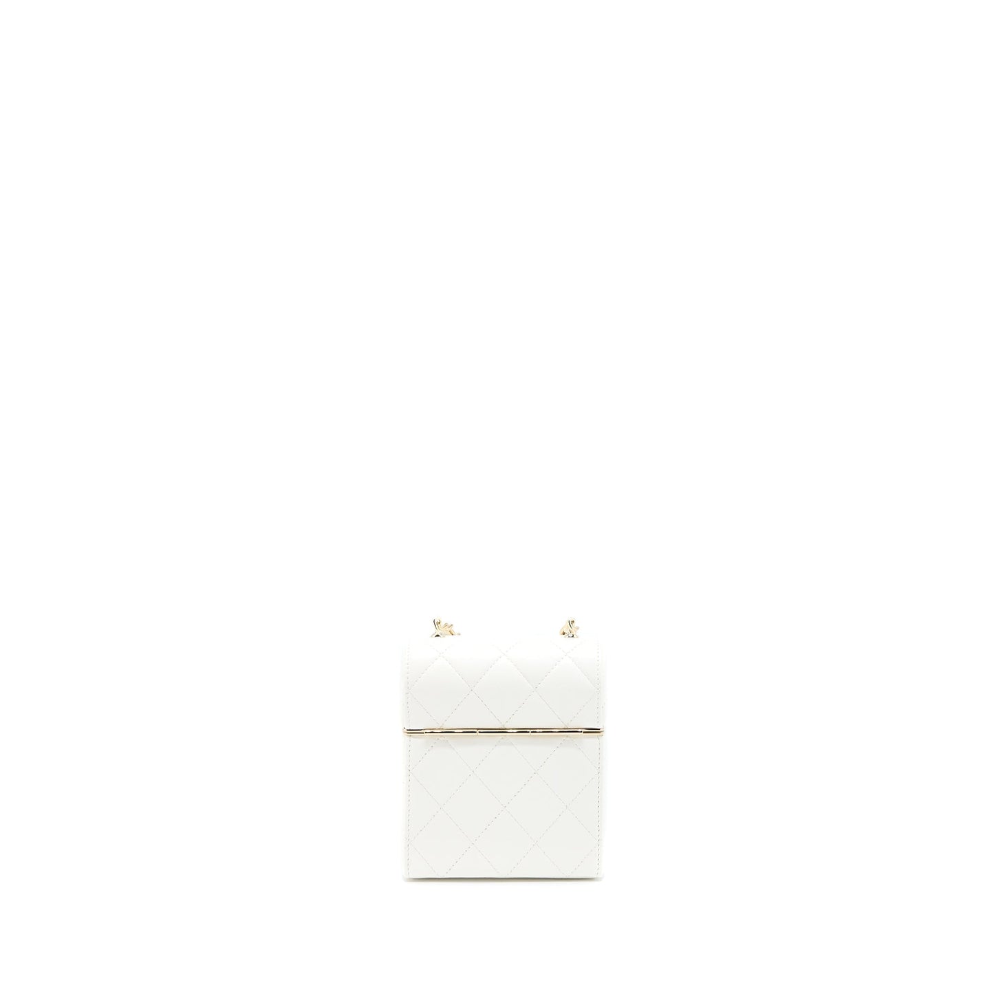 Chanel 22P Quilted Mini Box Vanity With Chain Lambskin White LGHW
