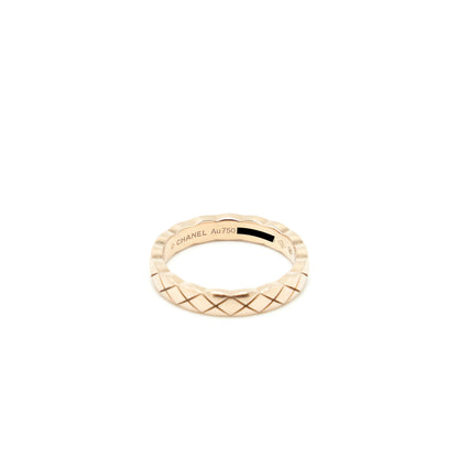 Chanel Size 48 Mini Version Coco Crush Ring Quilted Motif 18k Beige Gold