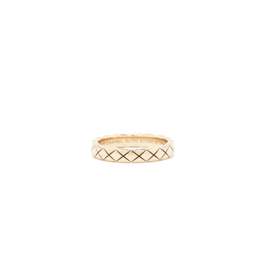 Chanel Size 48 Mini Version Coco Crush Ring Quilted Motif 18k Beige Gold