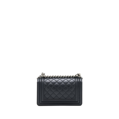 Chanel Small Boy Bag Calfskin Black With Ruthenium Hardware