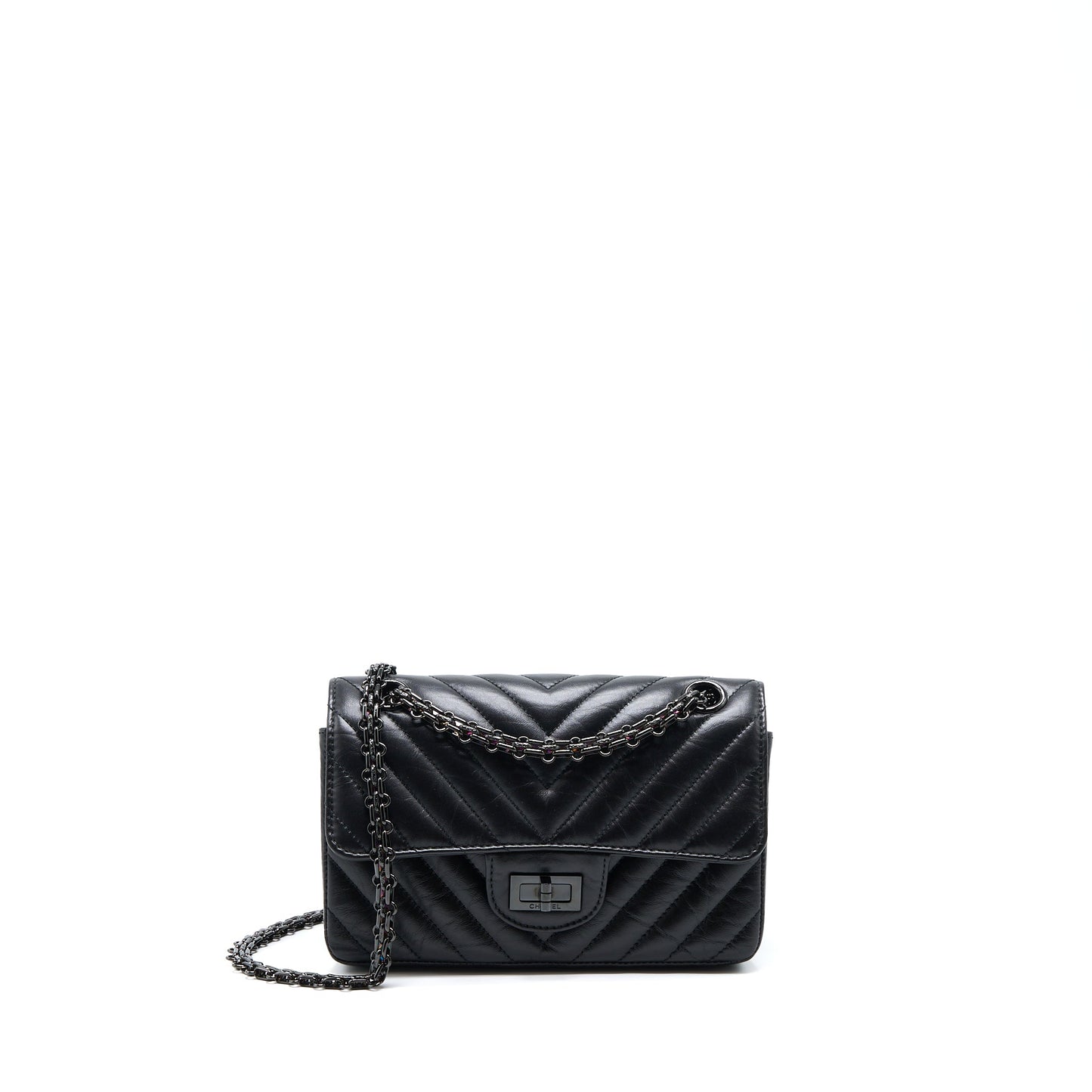 Chanel Mini 2.55 Reissue Chevron Calfskin So Black