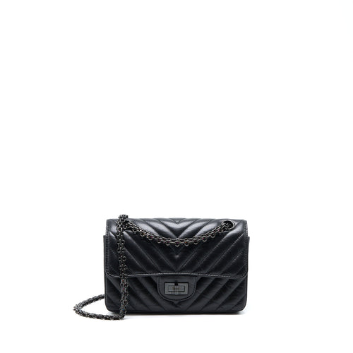 Chanel Mini 2.55 Reissue Chevron Calfskin So Black
