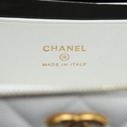 Chanel 22S Logo Top Handle Long Vanity With Chain Caviar White GHW