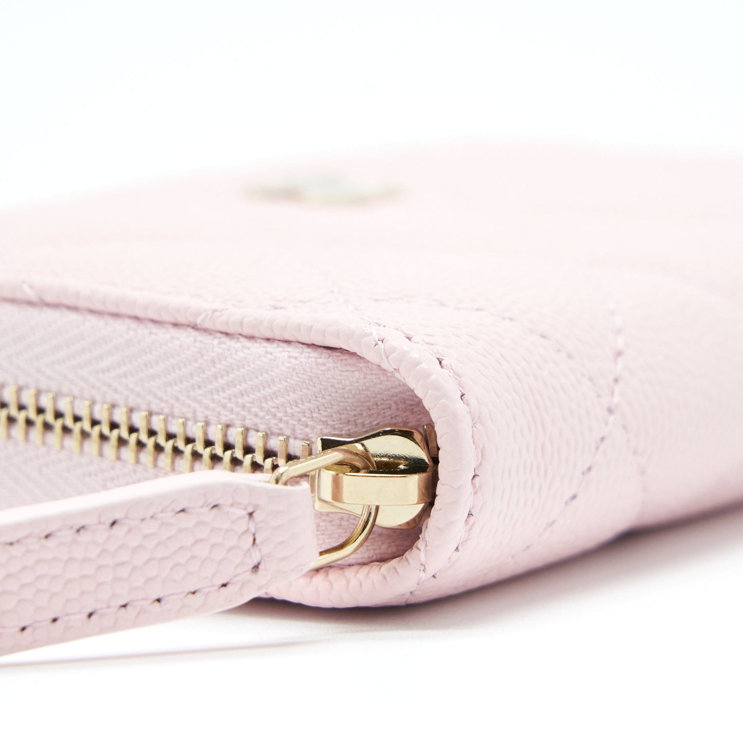 Chanel Zip Card Holder Caviar Light Pink LGHW