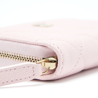 Chanel Zip Card Holder Caviar Light Pink LGHW